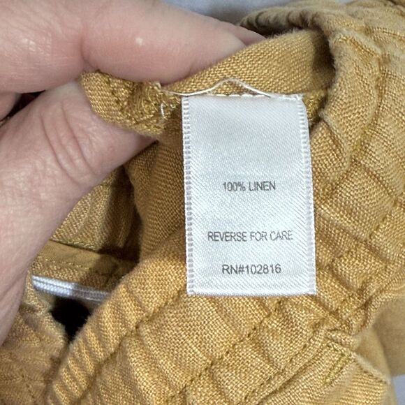 Garnet Hill 100% Linen Mustard Yellow Coastal Pull On 4" Inseam Shorts Womens 18 - Picture 6 of 7